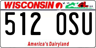 WI license plate 512OSU
