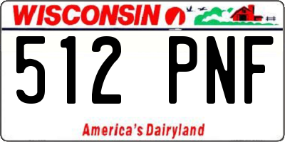 WI license plate 512PNF