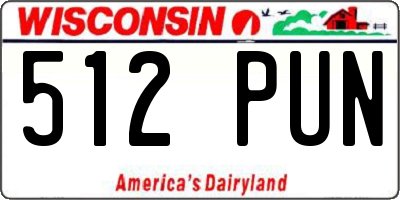 WI license plate 512PUN