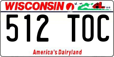 WI license plate 512TOC