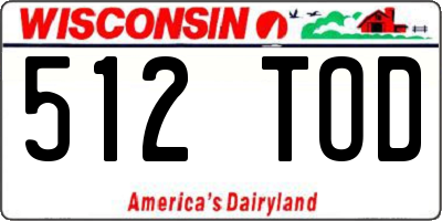 WI license plate 512TOD