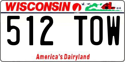 WI license plate 512TOW