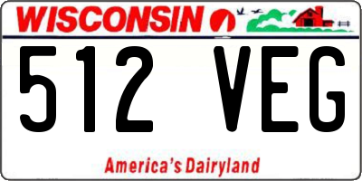 WI license plate 512VEG