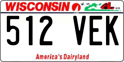 WI license plate 512VEK