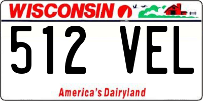 WI license plate 512VEL