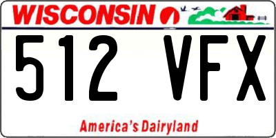 WI license plate 512VFX