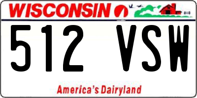 WI license plate 512VSW