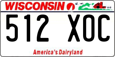WI license plate 512XOC