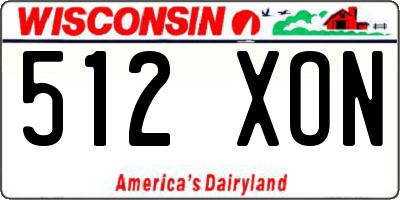 WI license plate 512XON