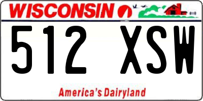 WI license plate 512XSW