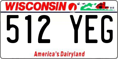 WI license plate 512YEG
