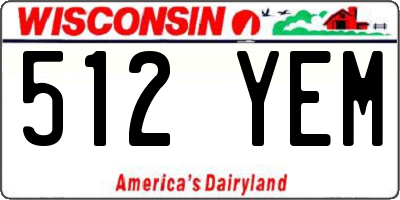 WI license plate 512YEM