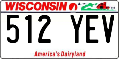WI license plate 512YEV