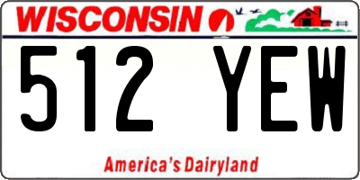 WI license plate 512YEW