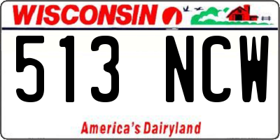 WI license plate 513NCW