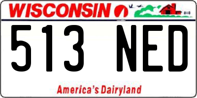 WI license plate 513NED