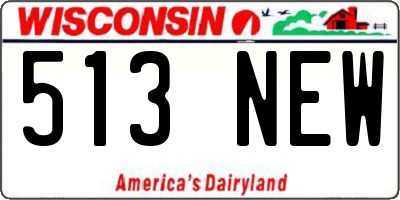 WI license plate 513NEW