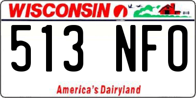 WI license plate 513NFO