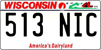 WI license plate 513NIC