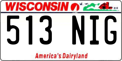WI license plate 513NIG