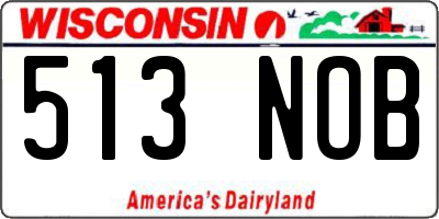 WI license plate 513NOB