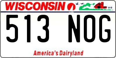 WI license plate 513NOG