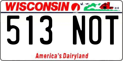 WI license plate 513NOT