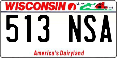 WI license plate 513NSA