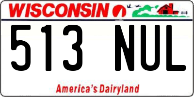 WI license plate 513NUL