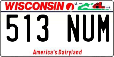 WI license plate 513NUM