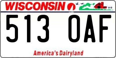 WI license plate 513OAF