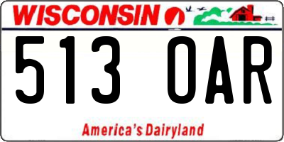 WI license plate 513OAR