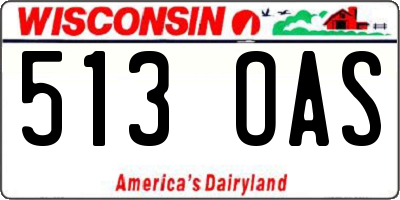 WI license plate 513OAS