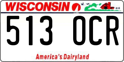 WI license plate 513OCR