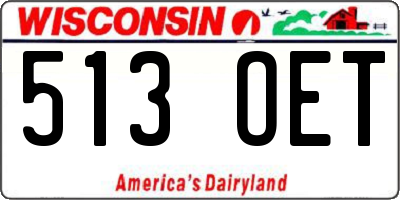 WI license plate 513OET