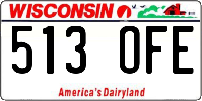 WI license plate 513OFE