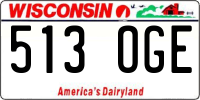 WI license plate 513OGE