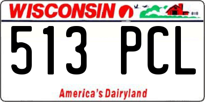 WI license plate 513PCL