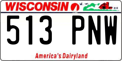 WI license plate 513PNW
