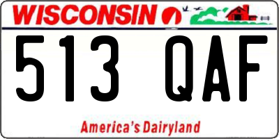 WI license plate 513QAF