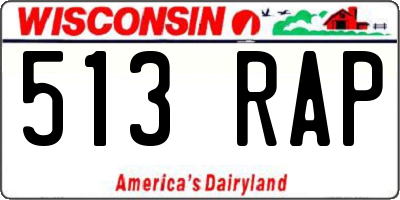 WI license plate 513RAP