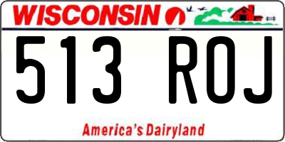 WI license plate 513ROJ