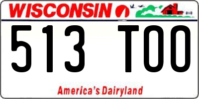 WI license plate 513TOO