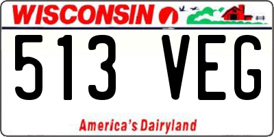 WI license plate 513VEG