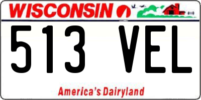 WI license plate 513VEL