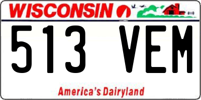 WI license plate 513VEM