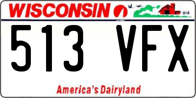 WI license plate 513VFX