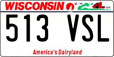 WI license plate 513VSL