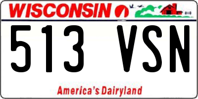 WI license plate 513VSN