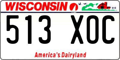 WI license plate 513XOC